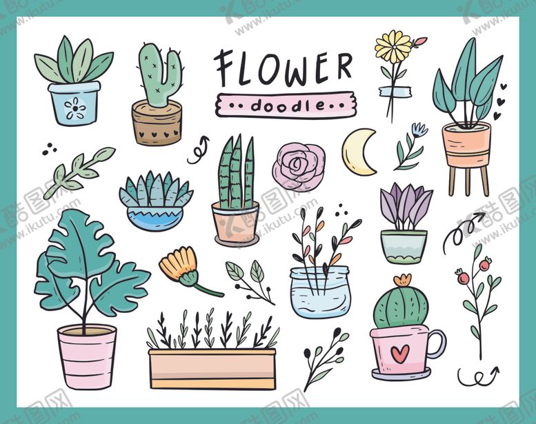 编号：65672610122045337115【酷图网】源文件下载-手绘可爱多肉花卉插画