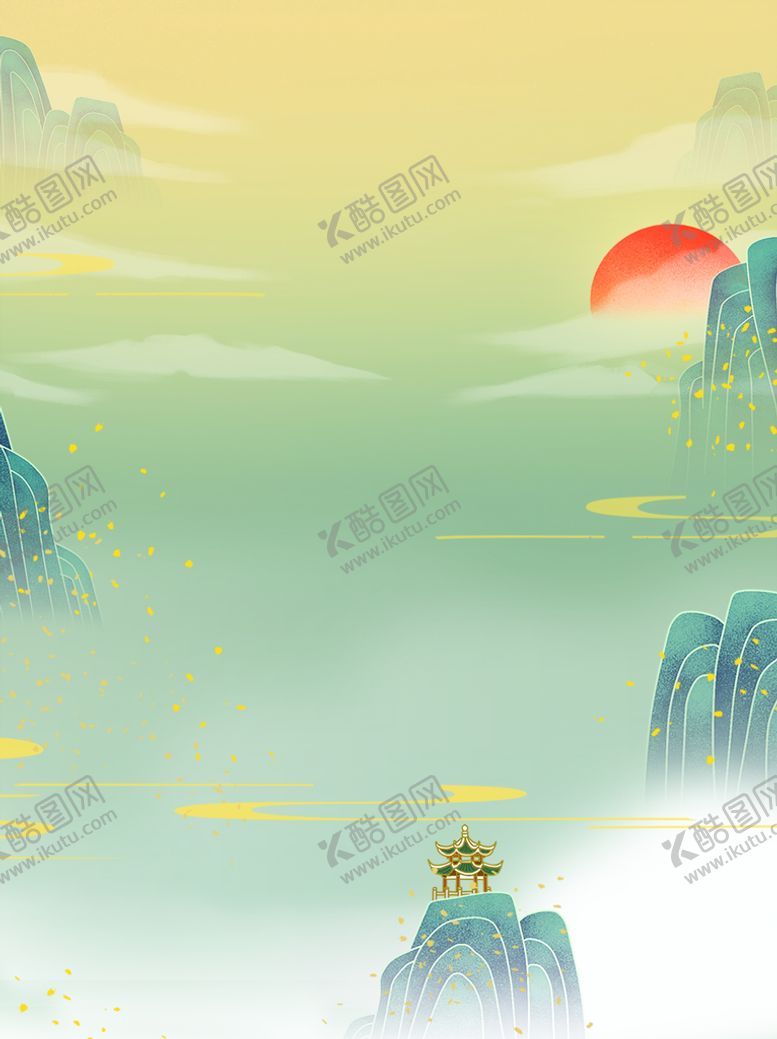 编号：88714810172249526565【酷图网】源文件下载-国潮山水背景