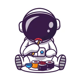 宇航员卡通人物手绘宙人卡通天