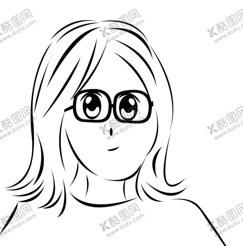 编号：55487810032336424238【酷图网】源文件下载-手绘漫画卡通女孩头像