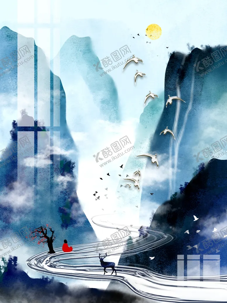 编号：27718602130128292829【酷图网】源文件下载-中式山水画