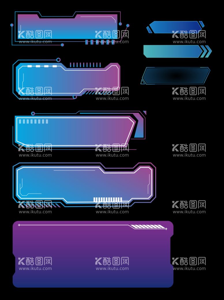 编号：70194212021247086921【酷图网】源文件下载-赛博朋克风格科技感图文框元素