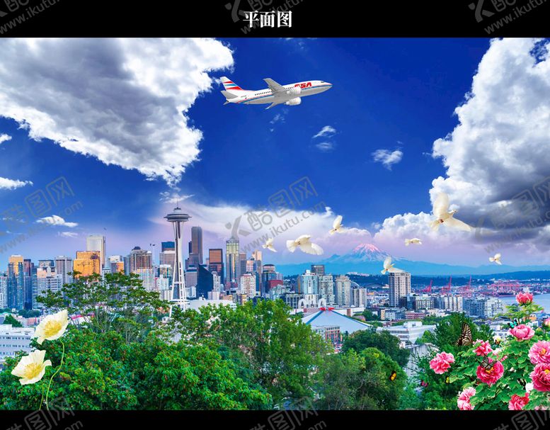编号：07254809152023443120【酷图网】源文件下载-蓝天白云美国建筑图片