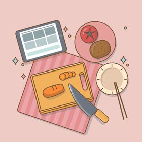 生活场景做饭准备粉色EPS