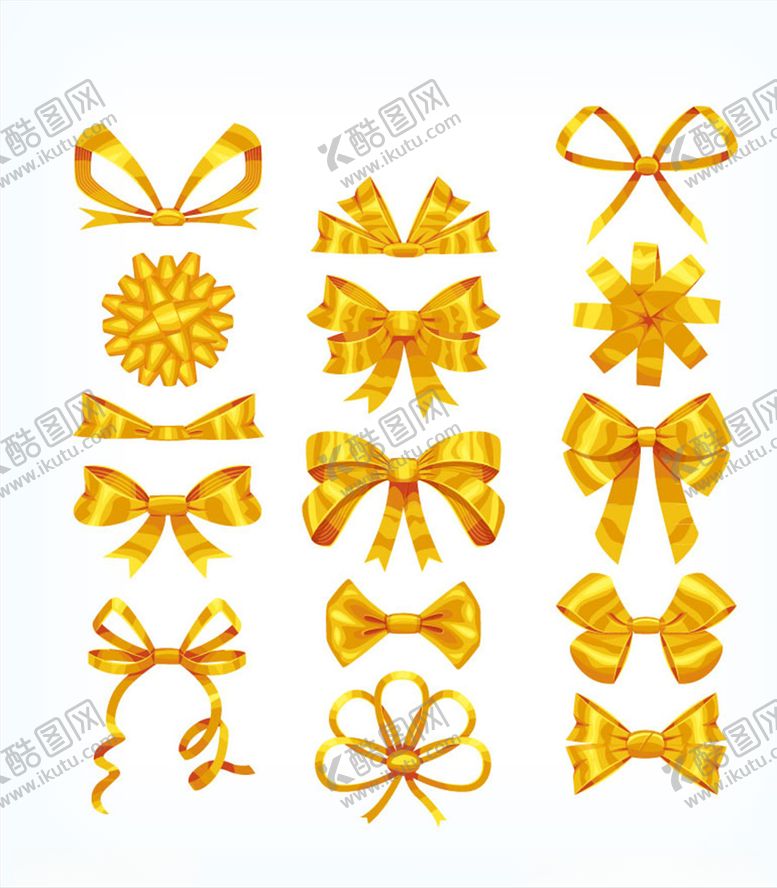 编号：48582309140143295407【酷图网】源文件下载-金色丝带蝴蝶结矢量素材