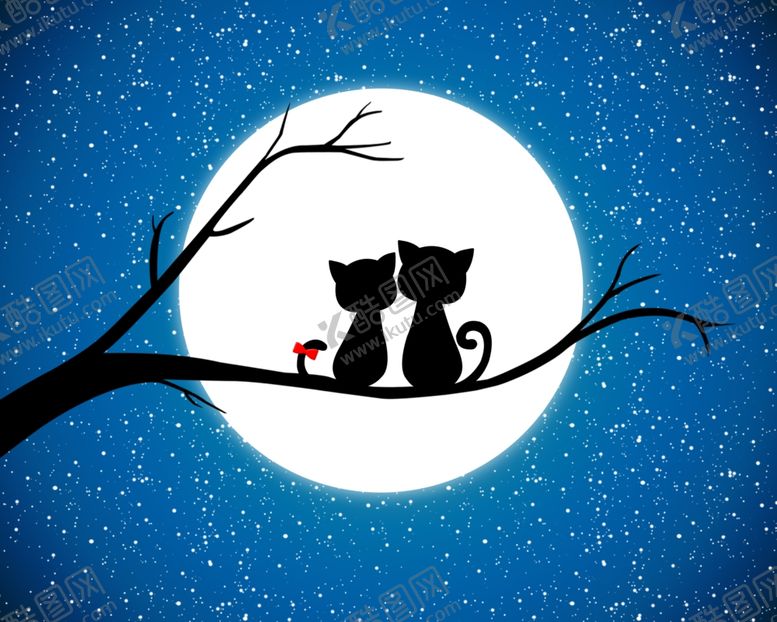 编号：91416510132012568654【酷图网】源文件下载-手绘分层情侣小黑猫