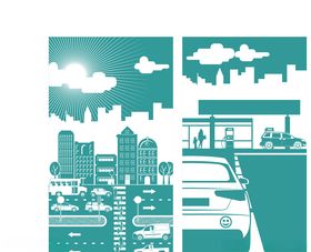 城市剪影绿化公路马路