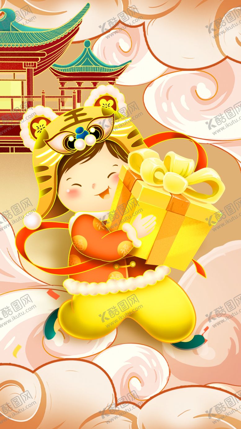 编号：46987510012231333970【酷图网】源文件下载-新年促销国潮风海报背景