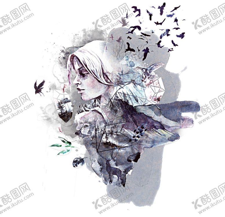 编号：85293610200115366992【酷图网】源文件下载-水彩绘画梦幻图案