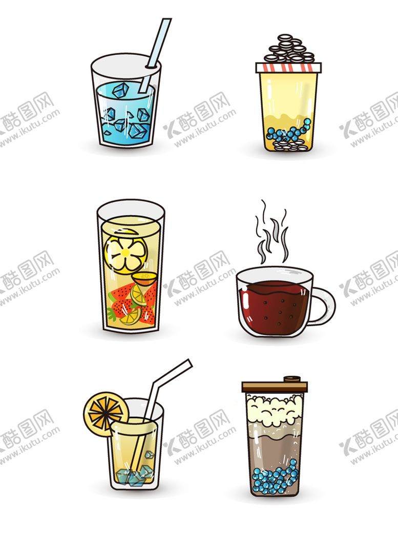 编号：53344009212153113618【酷图网】源文件下载-立体效果奶茶咖啡冰水冰块水果茶