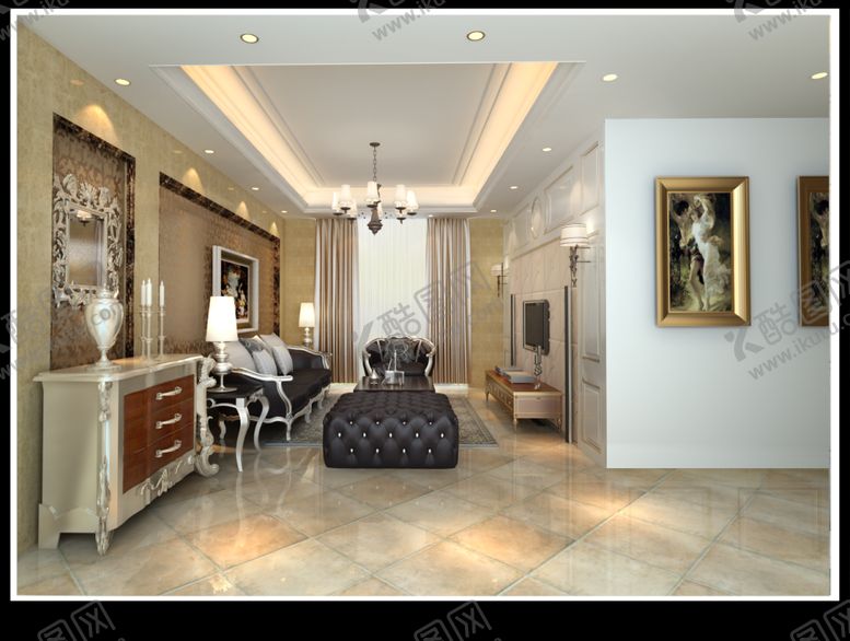 编号：21259210040346201932【酷图网】源文件下载-单身公寓客厅效果图