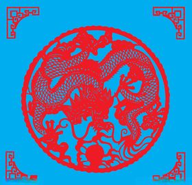 龙剪纸传统窗花插画生肖