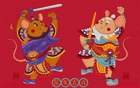 20春节插画立体鼠年AI源文件