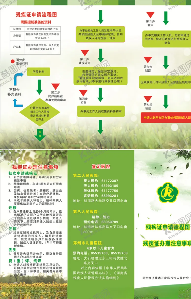 编号：26339204301733573133【酷图网】源文件下载-残疾证申请流程图办理注意事项