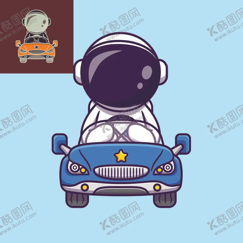 编号：50155212040038468528【酷图网】源文件下载-Q版宇航员会开车