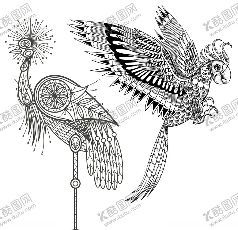 编号：92075005190217282497【酷图网】源文件下载-白描图案