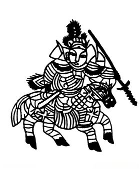 剪纸民俗人物龙纹矢量图素材对联花纹