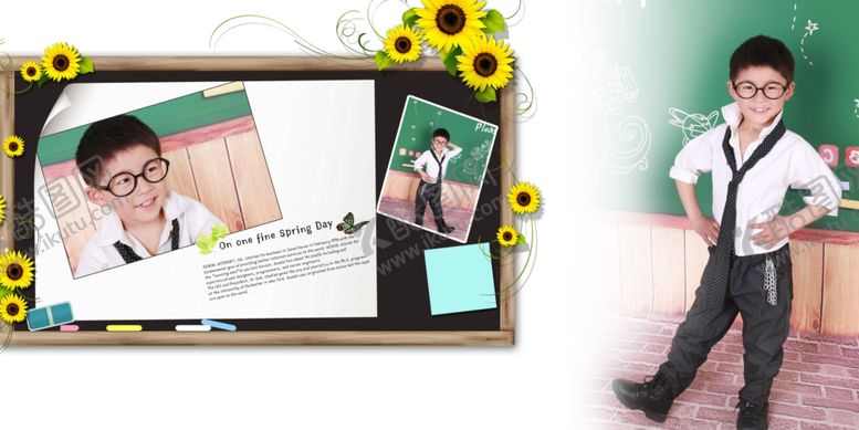 编号：46897410310643194111【酷图网】源文件下载-阳光男孩儿童通用相册PSD模板