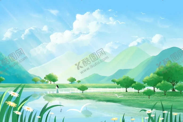 编号：10994807021551045243【酷图网】源文件下载-春日山水田园美景