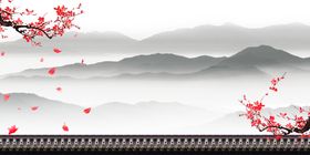 中国风背景设计唯美山水画创意