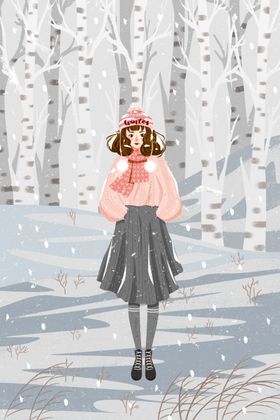 人物女性清新插画背景海报素材