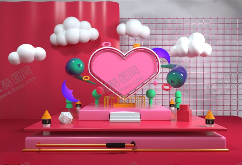 编号：48608109210923186297【酷图网】源文件下载-C4D立体展示场景元素