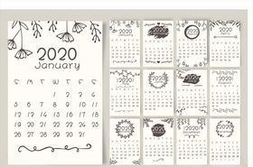 2020年新年日历小清新花卉
