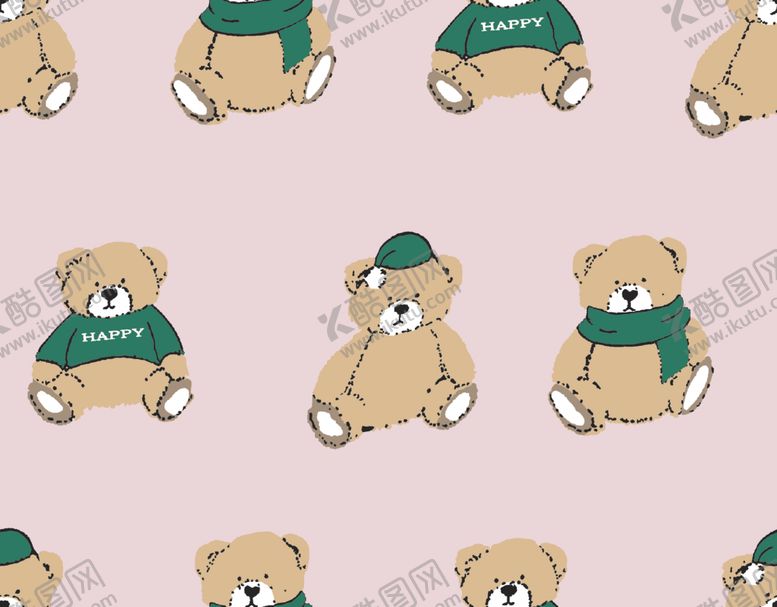 编号：82322610292150364322【酷图网】源文件下载-动漫卡通狗熊数码印花