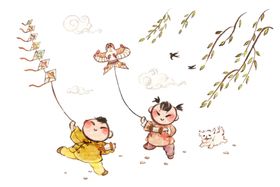 小孩放风筝