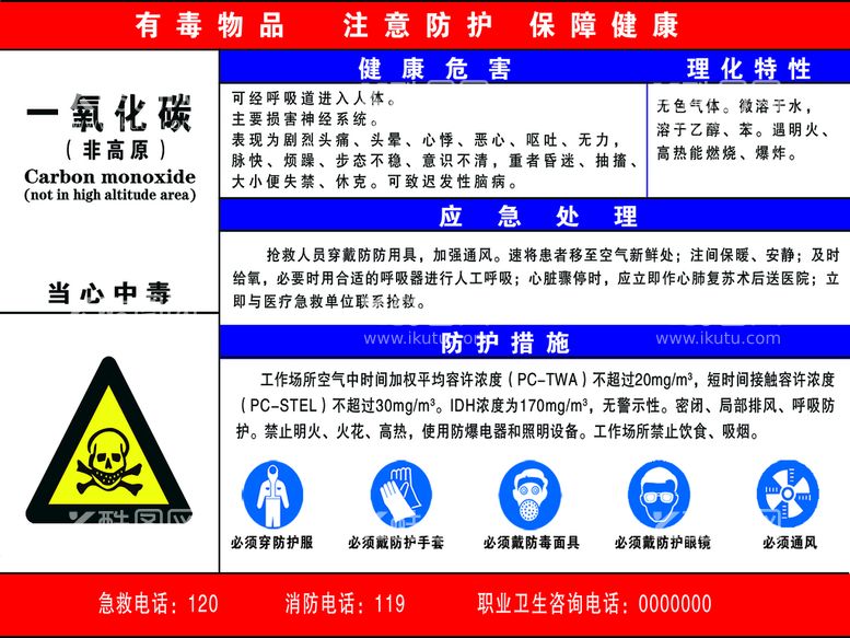 编号：99596011192001425009【酷图网】源文件下载-一氧化碳危险告知牌