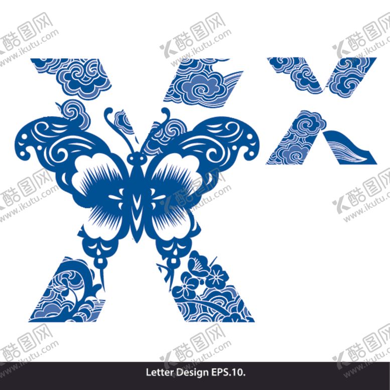 编号：35655409231244596569【酷图网】源文件下载-创意青花瓷英文字母