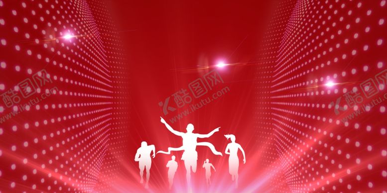 编号：93053405032115437677【酷图网】源文件下载-红色企业年会奔跑背景海报素材