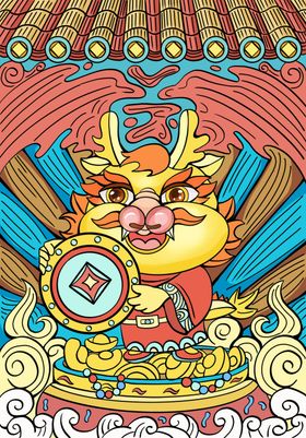 龙年海报画春节贴纸