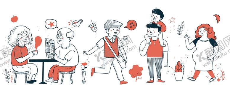 编号：25308510211957577025【酷图网】源文件下载-简笔画家庭人物