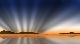 夕阳西下湖光山色