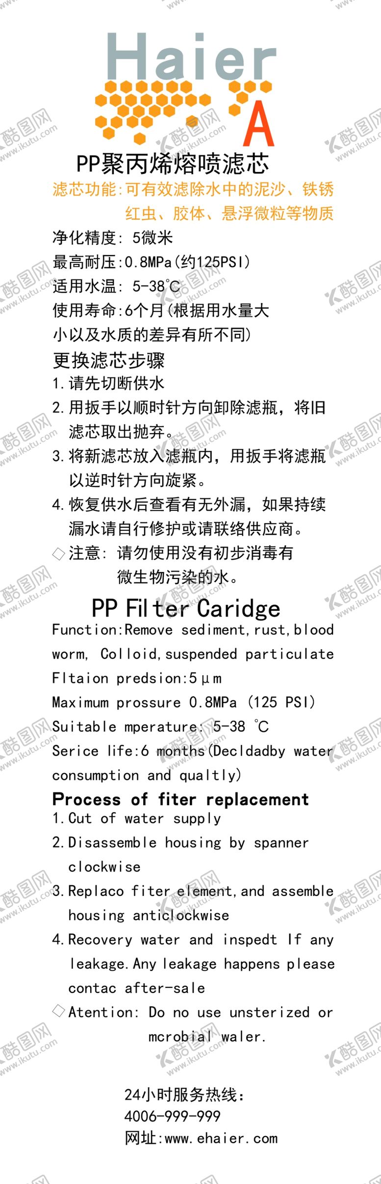 编号：40145310031315267006【酷图网】源文件下载-海尔净水机CTO压缩活性炭滤芯