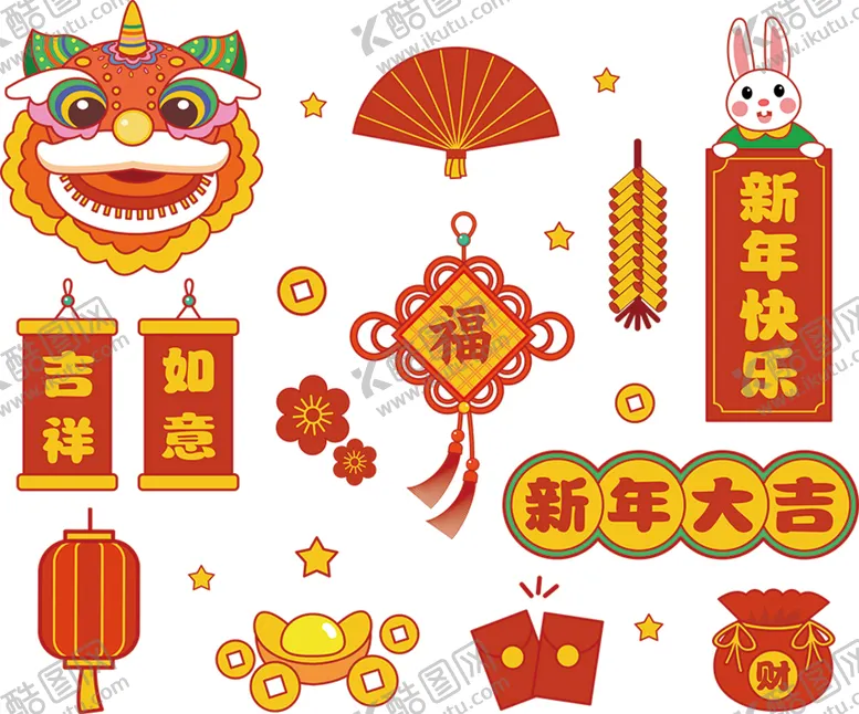 编号：39726409161459103407【酷图网】源文件下载-兔年贴纸