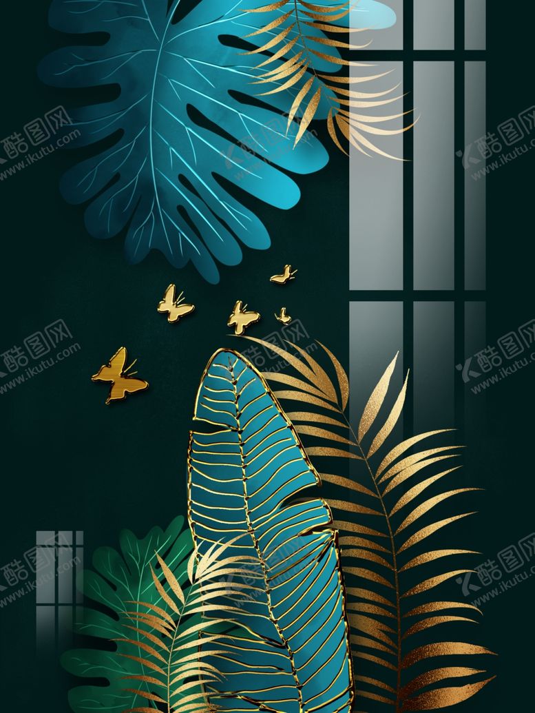 编号：24445210081725432177【酷图网】源文件下载-金箔室内酒店装饰画