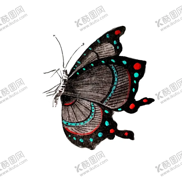 编号：15839402071309097980【酷图网】源文件下载-蝴蝶水墨国画翅膀