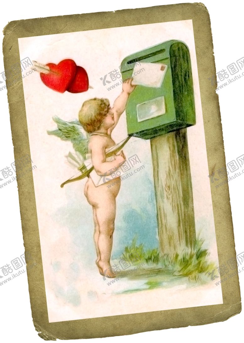 编号：23628609090256043117【酷图网】源文件下载-天使小女孩复古油画