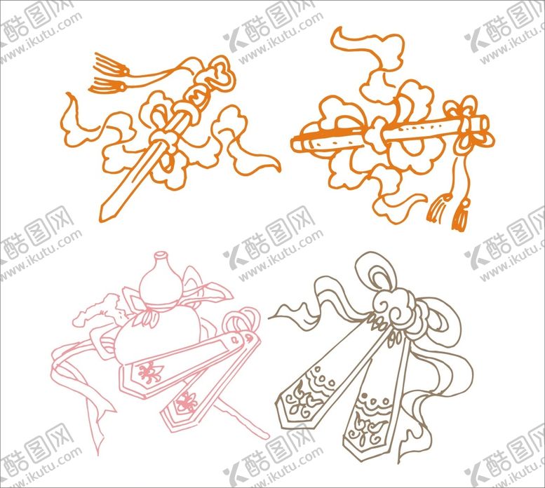 编号：95862309171246086072【酷图网】源文件下载-葫芦令牌箫剑矢量图形