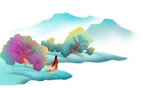 古风山水山脉清新淡雅地产素材