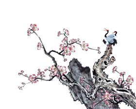 中国风水墨梅元宵远山元素