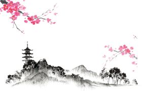 梅花素材水墨画兰竹菊图标