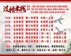 过桥米线价目表