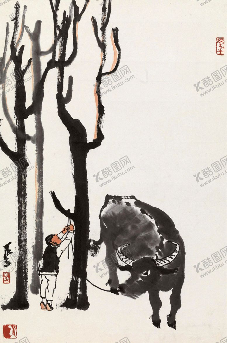 编号：41336109161701207167【酷图网】源文件下载-李可染国画牛