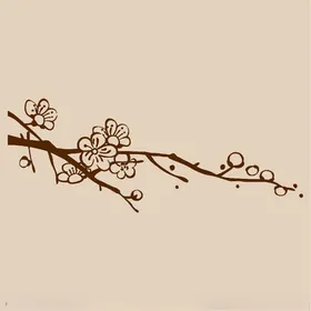 矢量梅花国画手绘插画中国风