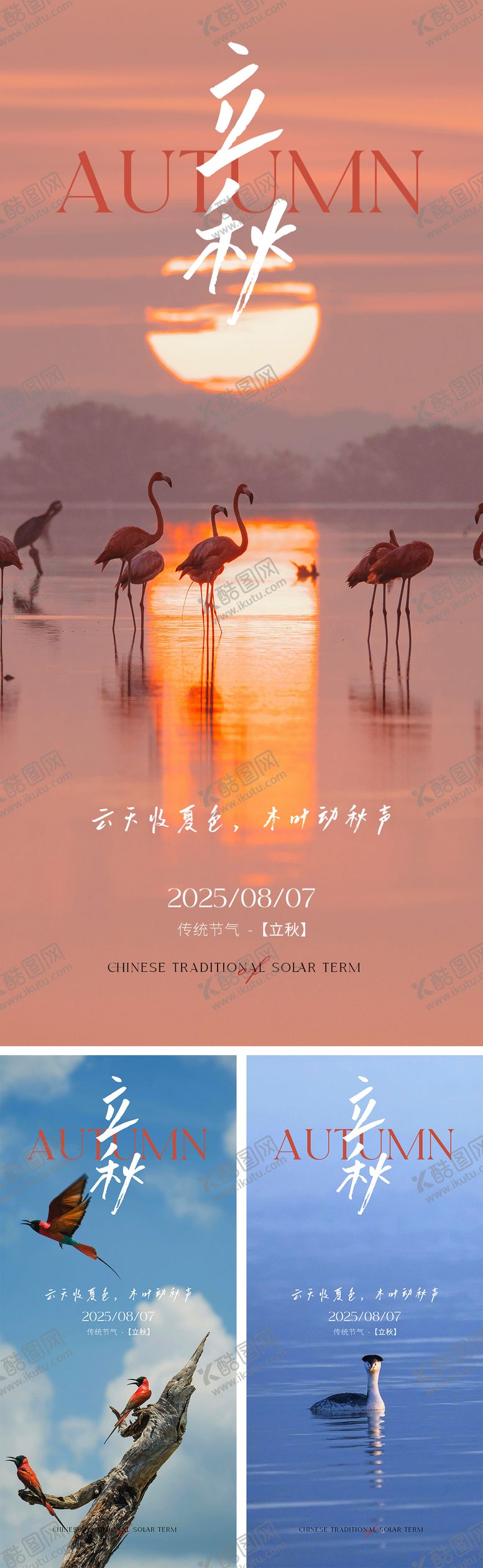 编号：89269308011203543377【酷图网】源文件下载-立秋节气系列海报