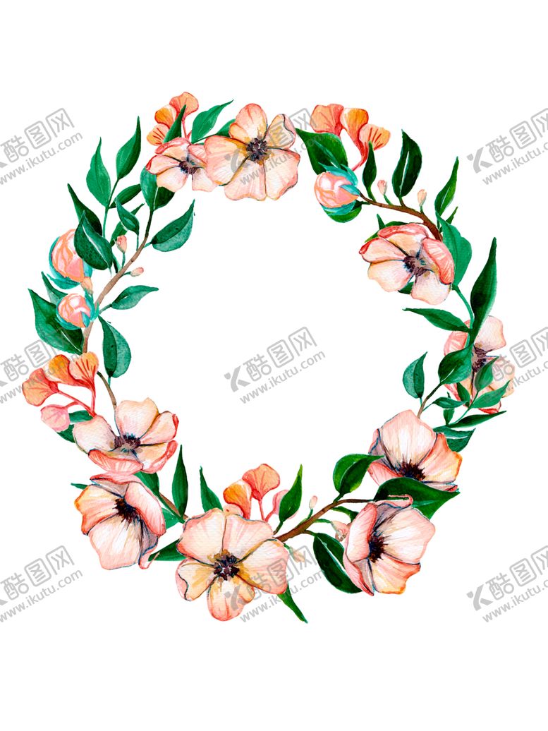 编号：65690505141654009068【酷图网】源文件下载-小清新水彩花圈绘画