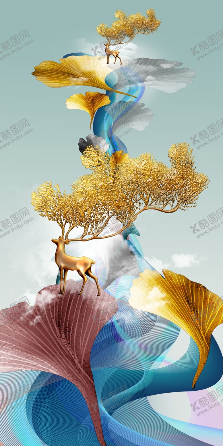 编号：78797205021804344164【酷图网】源文件下载-新中式麋鹿玄关